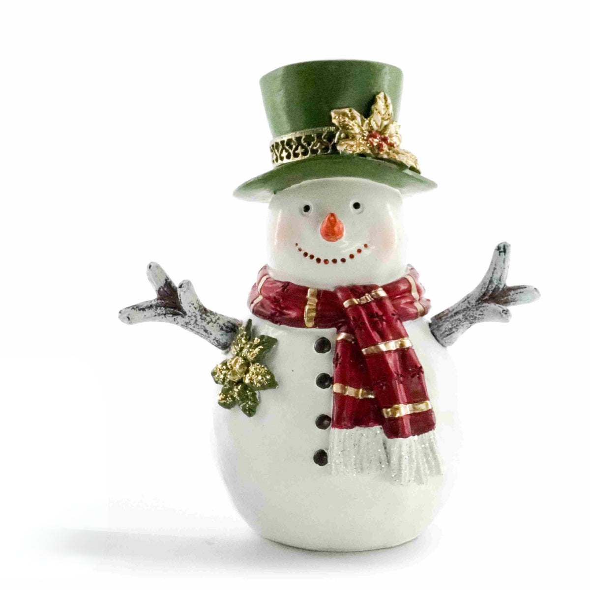 Verdant Green Snowman with Top Hat