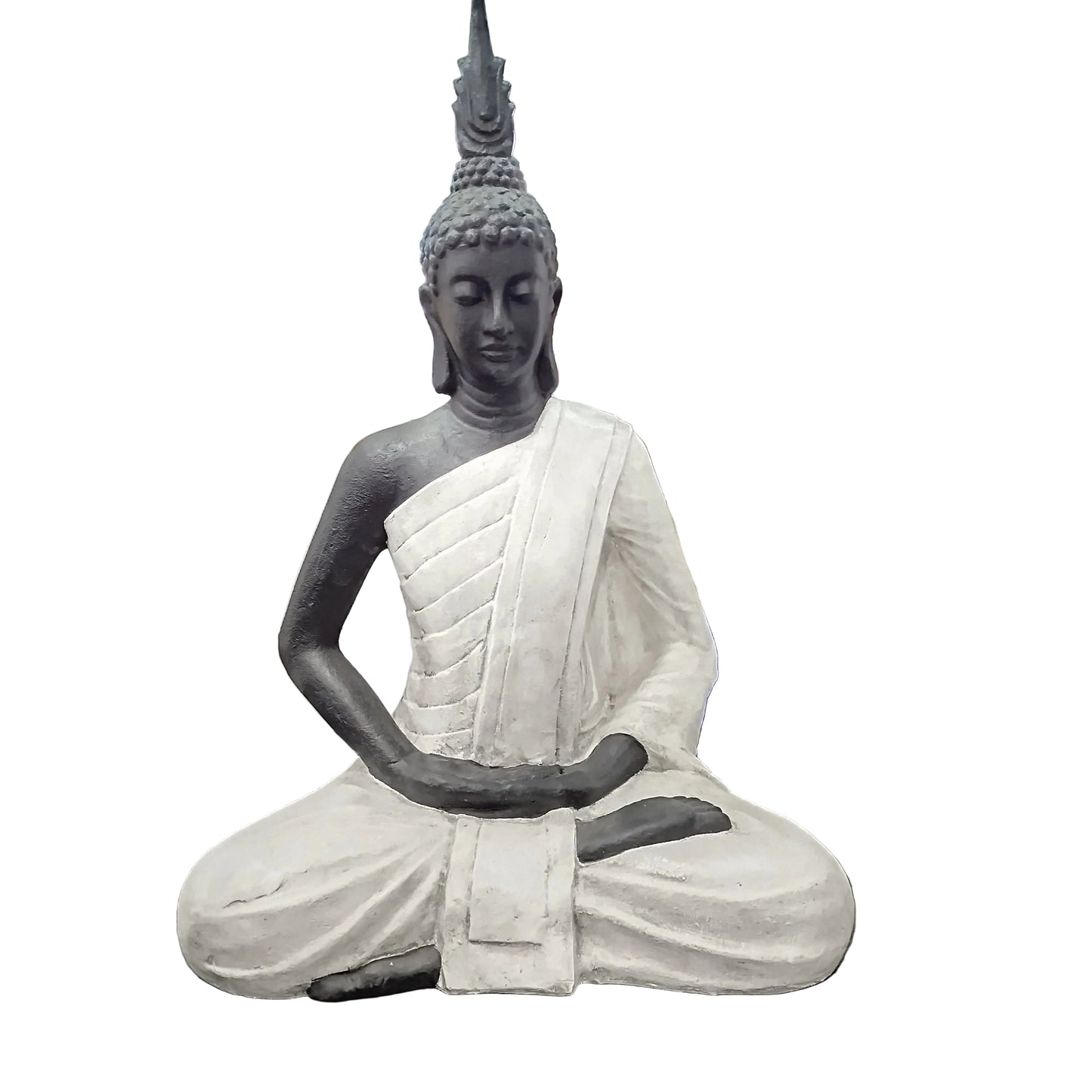 Statue - Large Black & White Meditating Buddha Statue