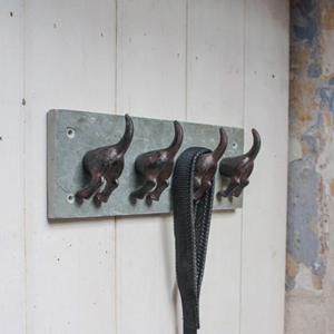 Coat Hook Cast Iron 4 Hook Dog Tail