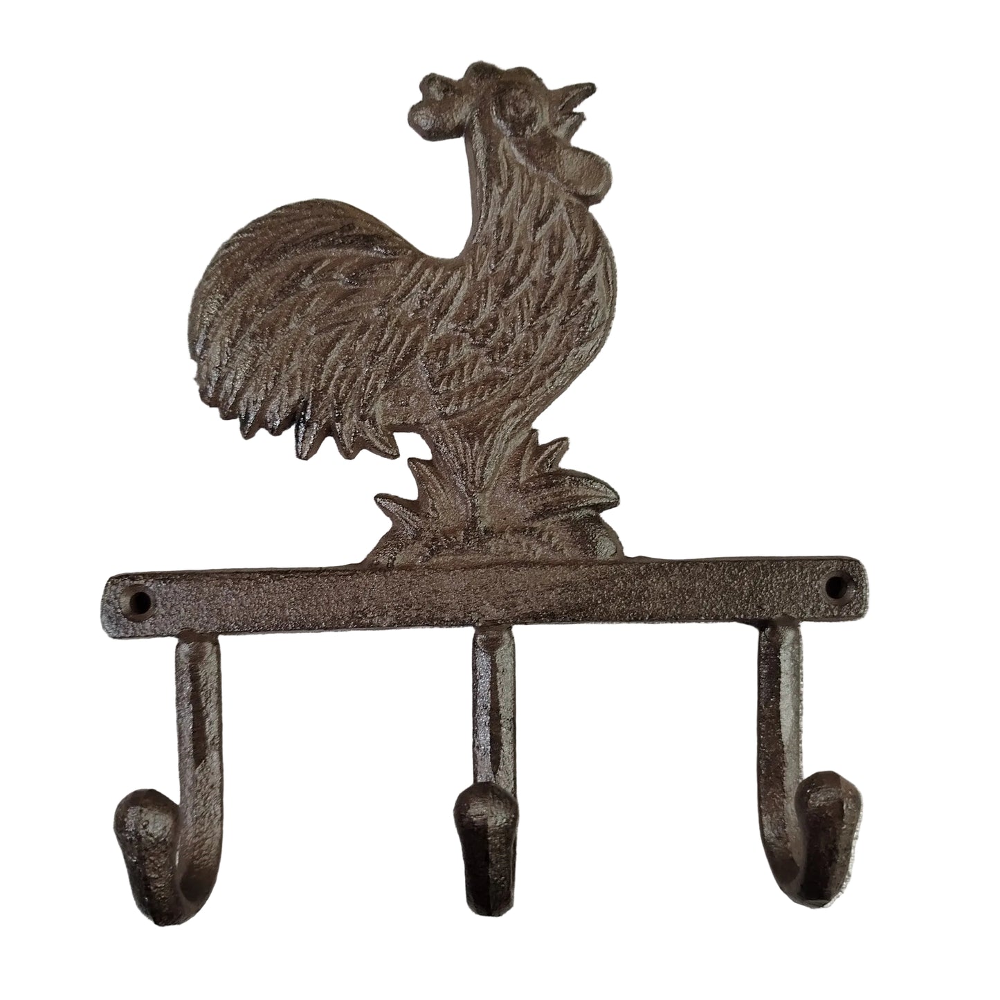 Cast Iron Rooster 3 Hook Hanger