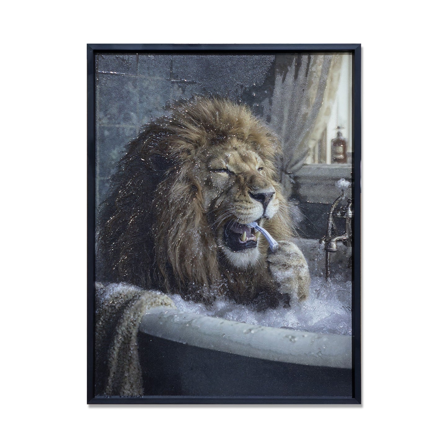 Framed Art - Lion Toothbrush 30x40