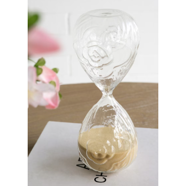 Hourglass - Rose embossed hourglass with tan sand - Small