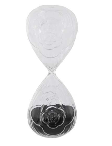 Hourglass - Rose embossed hourglass with black sand - Small