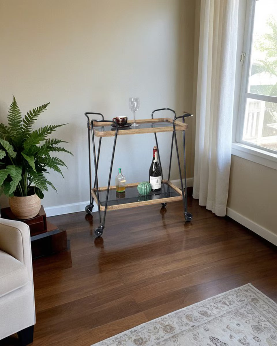 Wooden & Metal Bar Cart