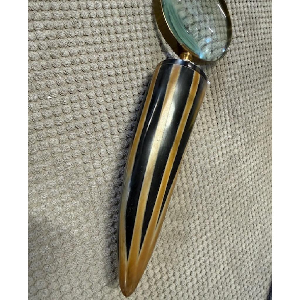 Magnifying Glass - Brass Aluminium w/Horn Handle