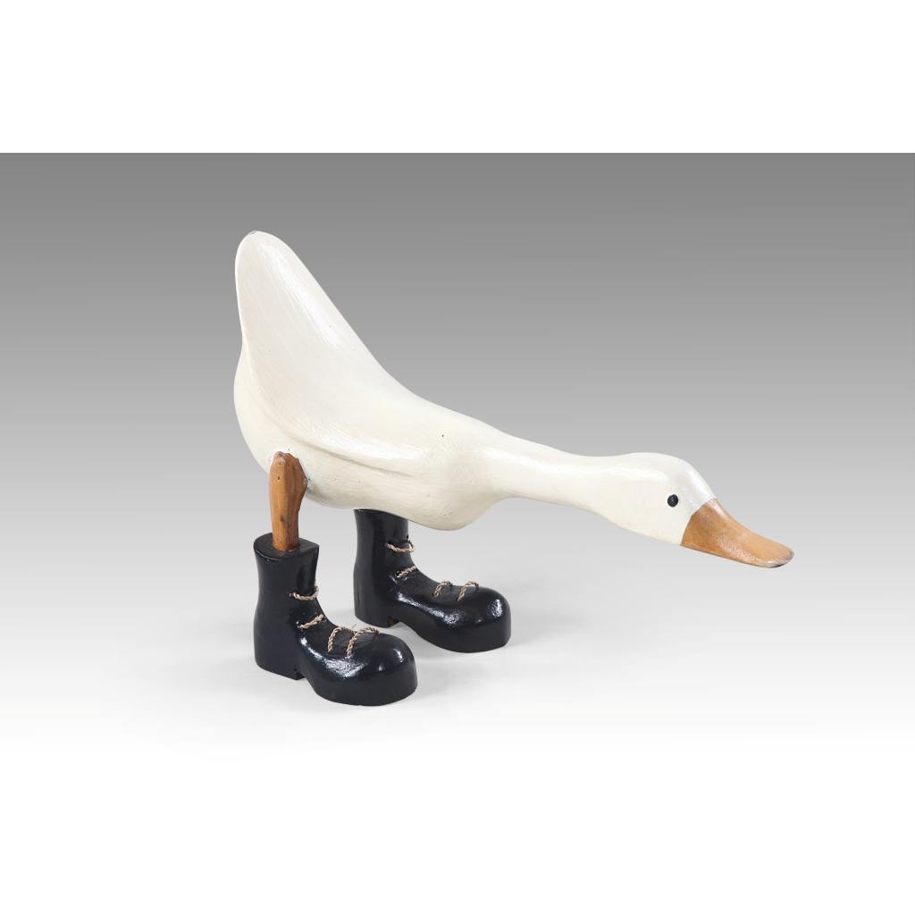 Bowing White Duck Figurine