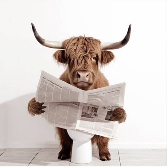 Framed Highland Cow Toilet 30cm x 30cm