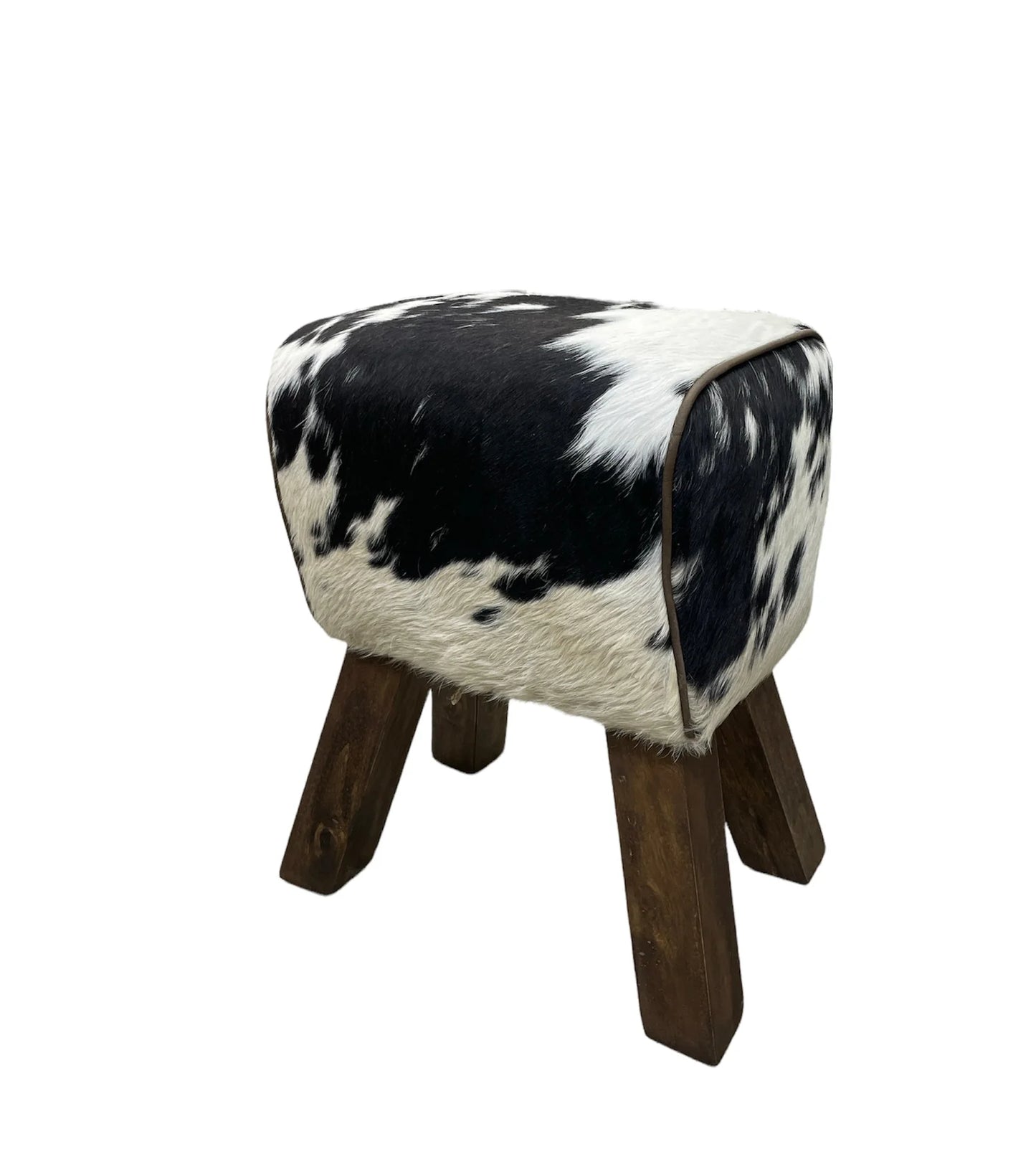 Black and White Cowhide Stool - Small