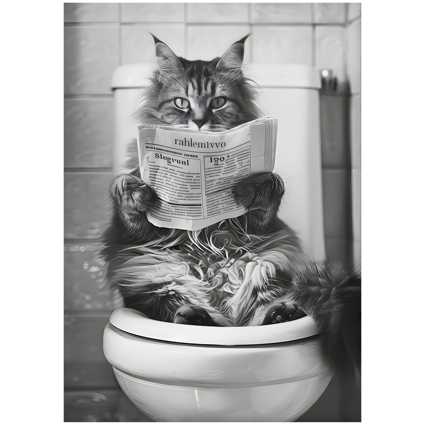 Framed Art - Kitten on Toilet