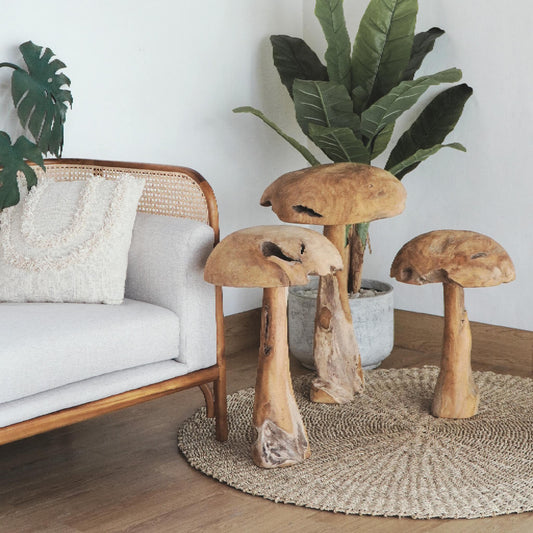 Tiram Mushroom - Natural Finish - Set of Three