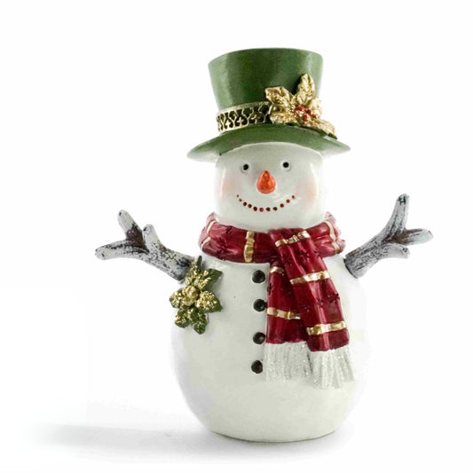 Verdant Green Snowman with Top Hat
