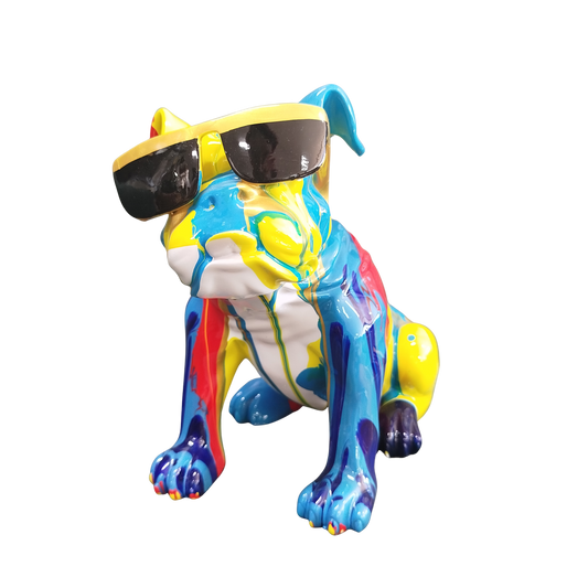 Bulldog with Glasses Multi Colour 27cm