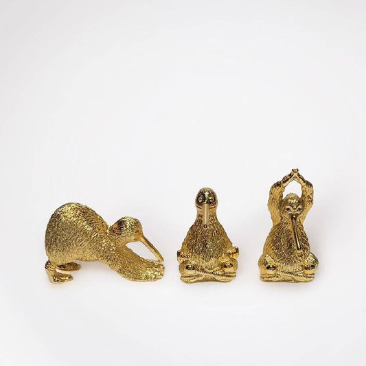 Yoga Kiwis Set of 3 Gold Colour