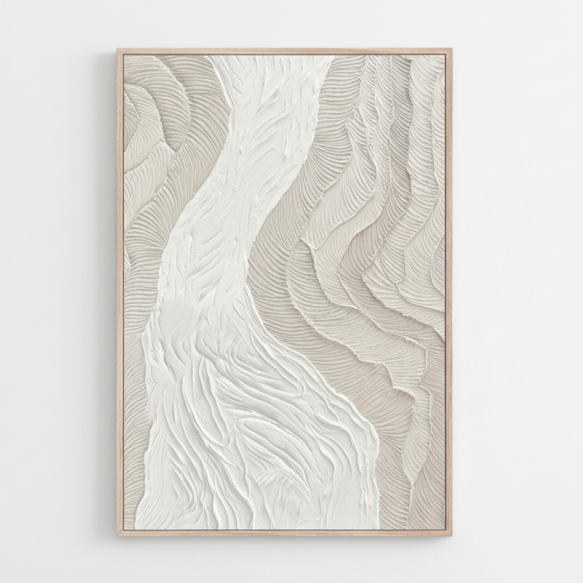 Framed Art - Beige Flowing River