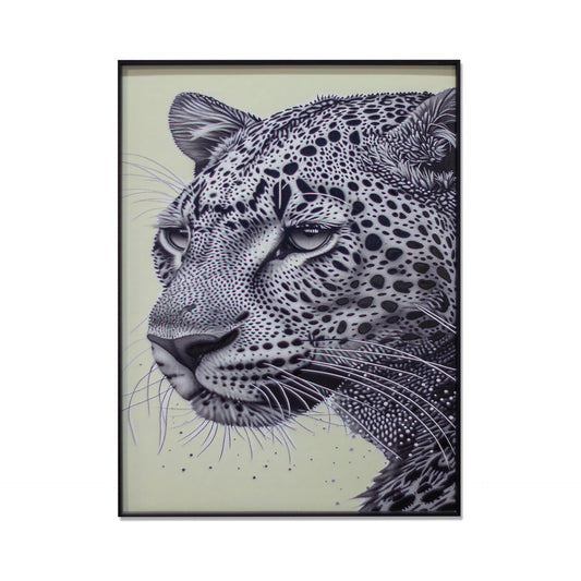 Framed Art - Black and White Leopard 60x80
