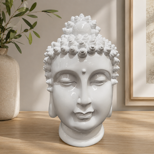 Buddha Head White 40cm