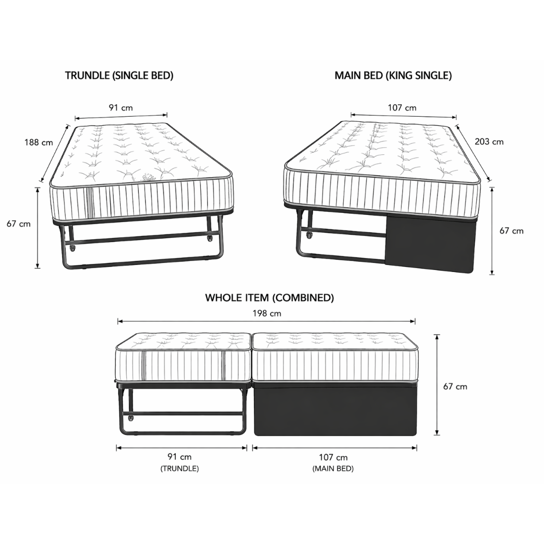 Trundle Bed with Pocket Sprung Mattresses Included