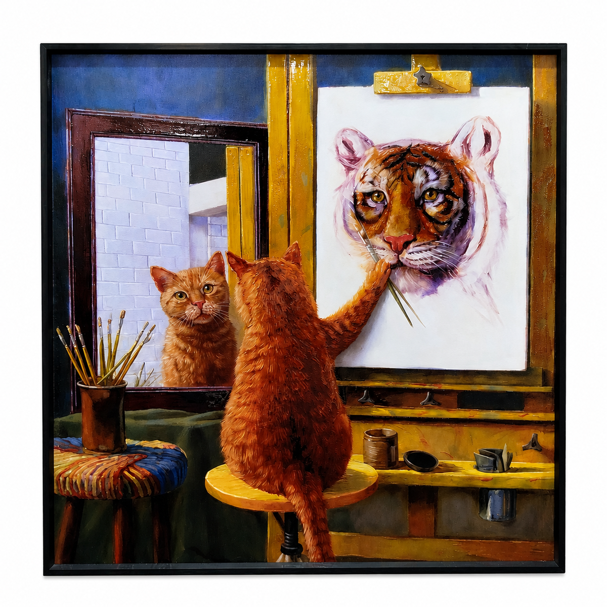 Framed Art - Reflective Cat 60x60