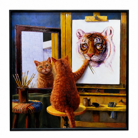 Framed Art - Reflective Cat 60x60