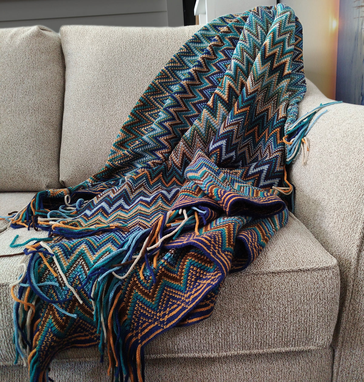 Chevron Knit Throw - Four Colours Available