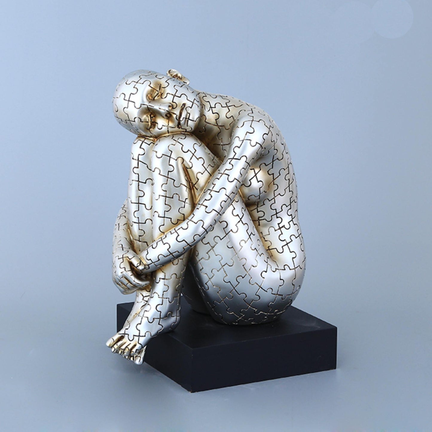 Jigsaw Lady Sculpture - Antique Silver