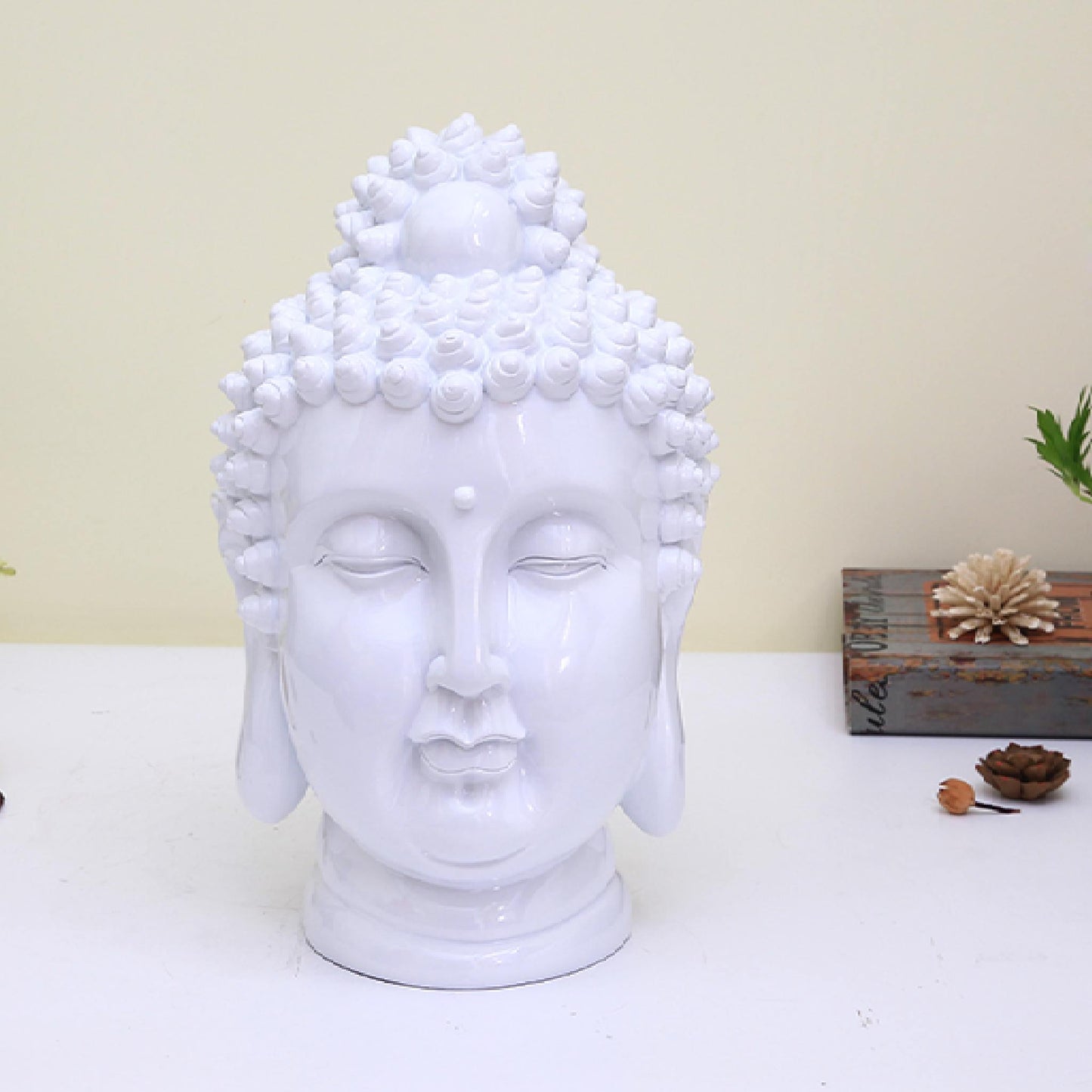 Buddha Head White 40cm