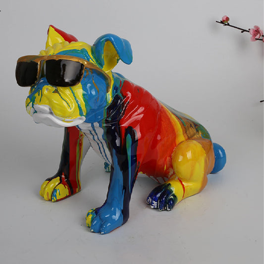 Bulldog with Glasses Multi Colour 27cm