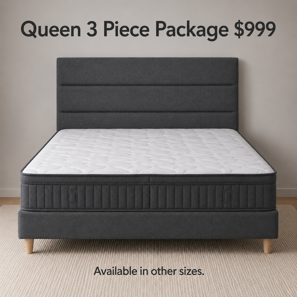Georgia 3 Piece Bedroom Package in Midnight Grey