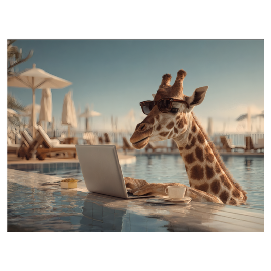 Framed Art - Giraffe Working from Home