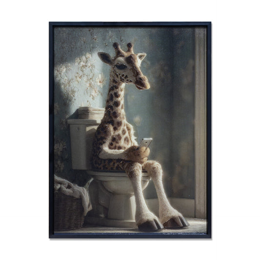 Framed Art - Giraffe On Toilet 30x40