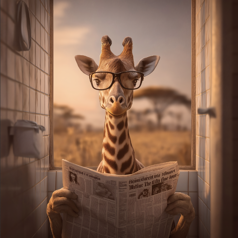 Framed Art - Giraffe Newpaper