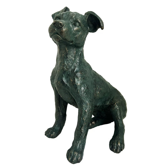 Sitting Jack Russell Statue Verdigris