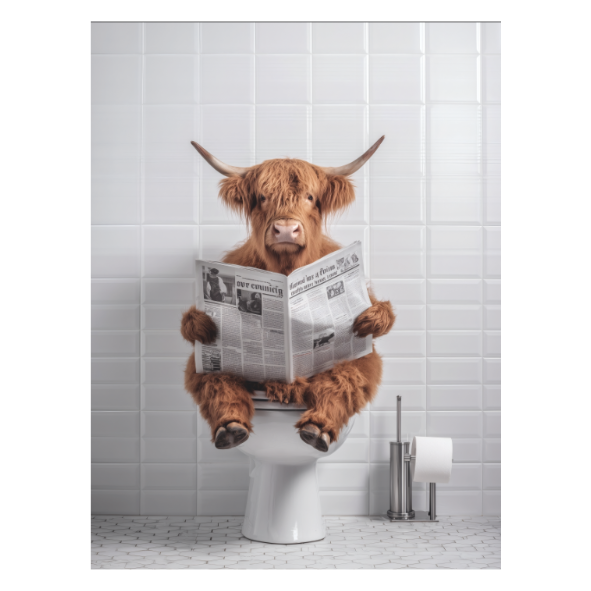Framed Art - Highland Cow Newspaper