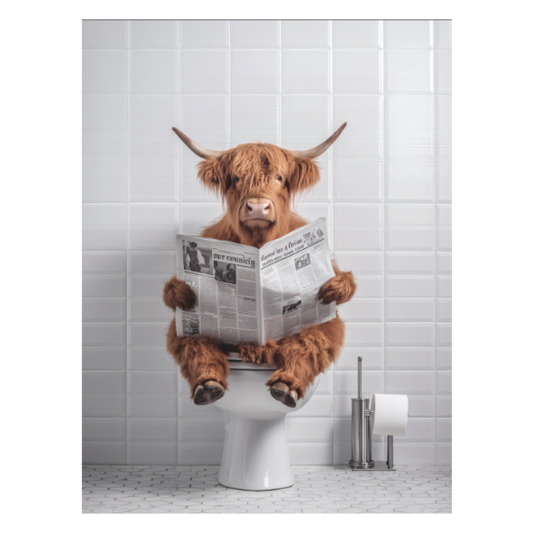 Framed Art - Highland Cow Newspaper 30x40