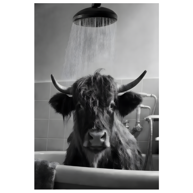Framed Art - Highland Cow In Shower