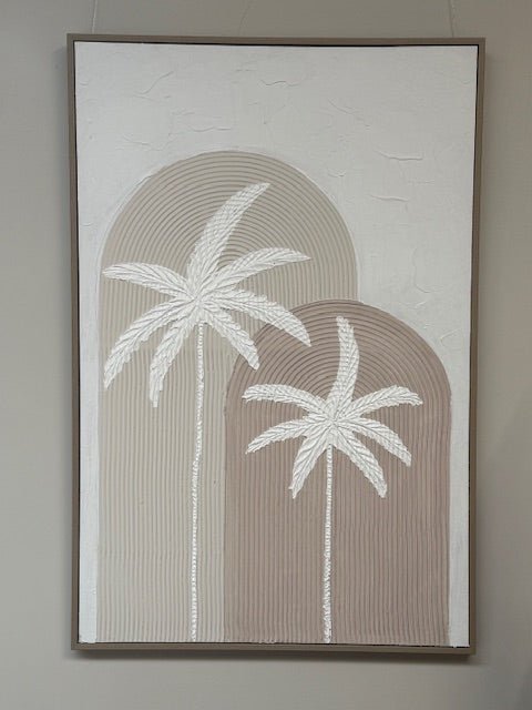 Framed Two Palms  in Beige 80cm x 120cm