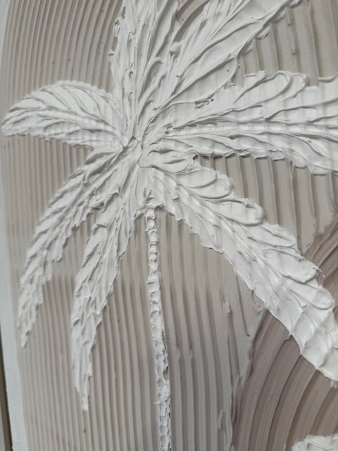 Framed Two Palms  in Beige 80cm x 120cm