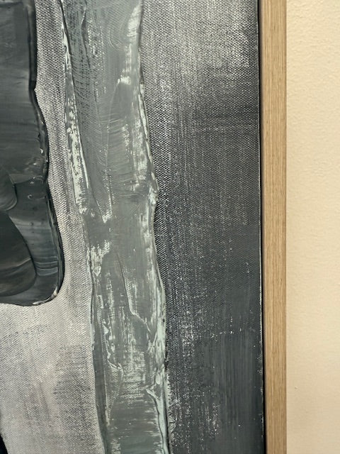 Framed Grey White Lines 80cm x 120cm