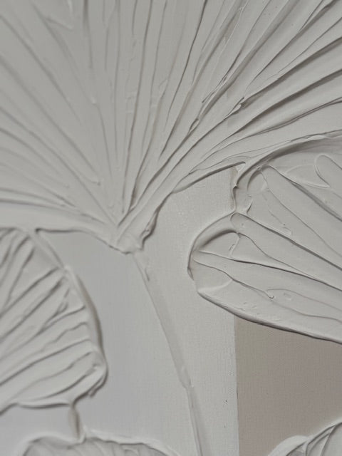 Framed White/Beige Flower 100cm x 100cm