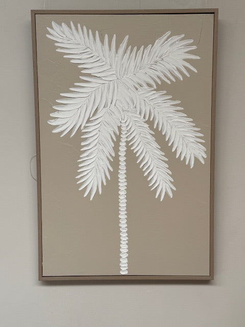 Framed White Single Palm 60cm x 90cm