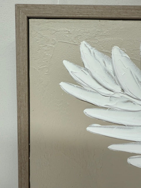 Framed White Single Palm 60cm x 90cm