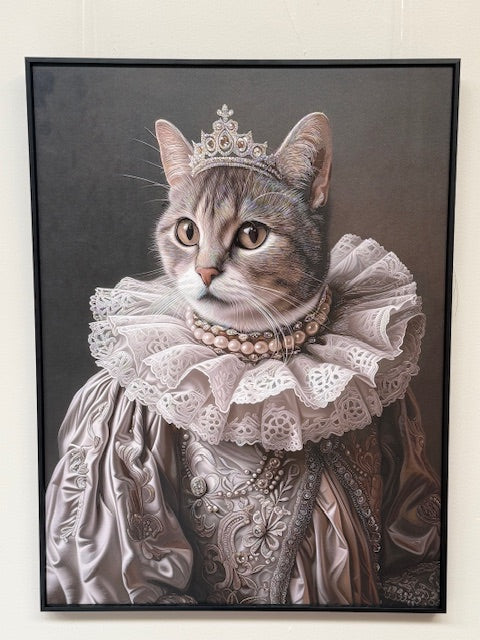 Framed Wall Art - Her Majesty The Cat  60cm x 80cm