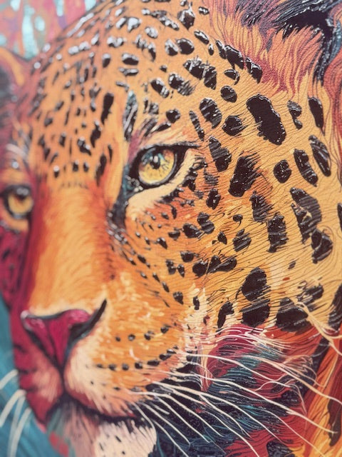 Framed Wall Art - Leopard With Floral 60cm x 80cm