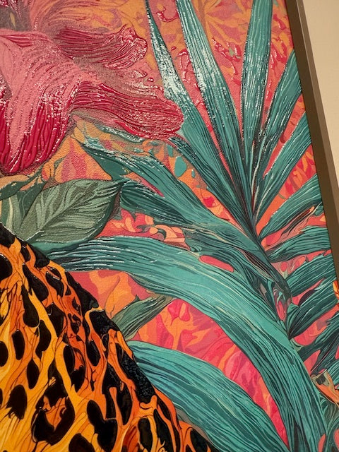 Framed Wall Art - Leopard With Floral 60cm x 80cm