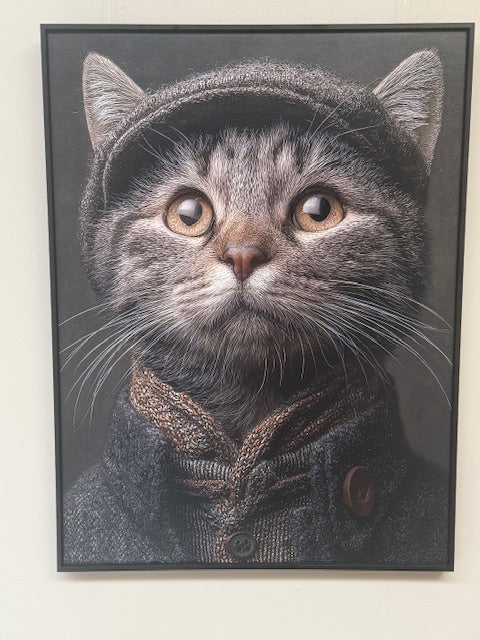 Framed Wall Art - The Worker Cat 60cm x 80cm