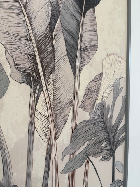 Framed Wall Art - Tropical Leaves with Palm 60cm x 80cm