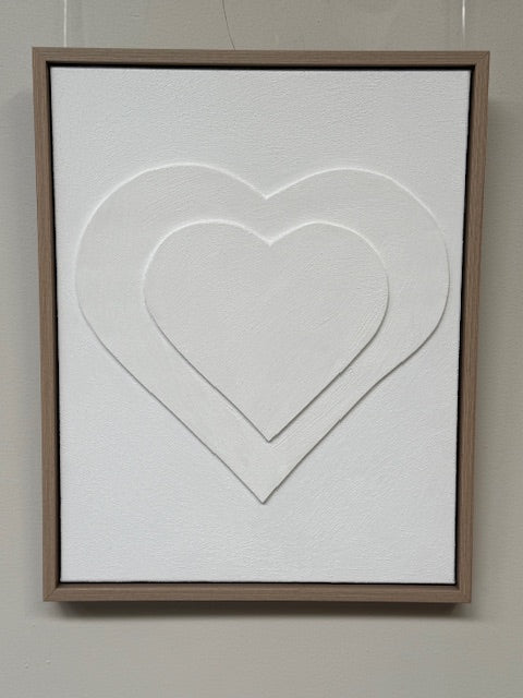 Framed Two White Hearts 40cm x 50cm