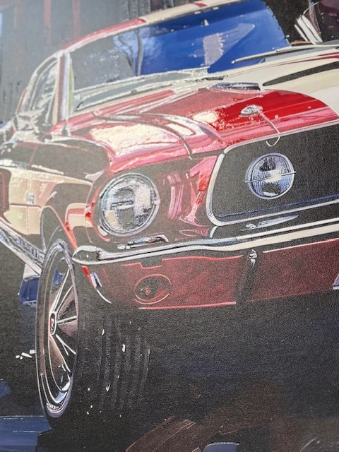 Framed Wall Art - Red Mustang 80cmx80cm