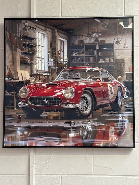 Framed Wall Art - Ferrari In Garage 80cm x 80cm