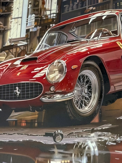 Framed Wall Art - Ferrari In Garage 80cm x 80cm